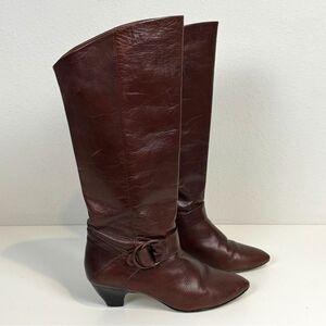 VTG 9 Nine West Brown Kitten Heel Boots Jobeth Size 7